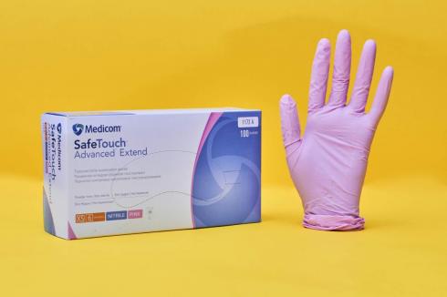 Рукавички Нітрилові Medicom SafeTouch Extend Pink Без Пудри Рожеві 3.8 г / Ящик S