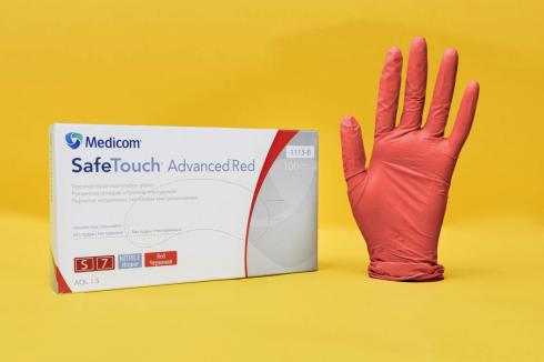 Рукавички Нітрилові Medicom SafeTouch Premium Red Без Пудри Червоні  4.2 г / Ящик M