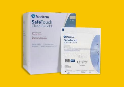 Перчатки Xірургічні Medicom  SafeTouch Clean Bi-Fold Cтерильні з Пудрою 6.5   / Ящик