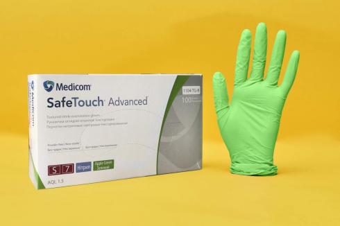 Рукавички Нітрилові Medicom SafeTouch Green Без Пудры Без Пудри Зелені 3.5 г / Ящик XS