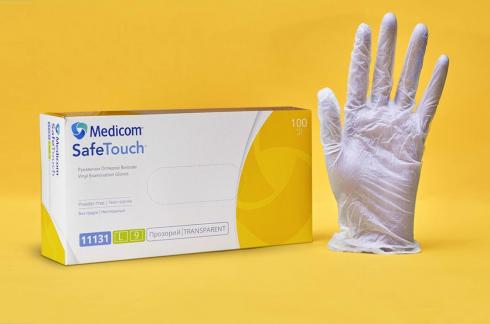 Перчатки Виниловые Medicom SafeTouch Vinyl Без Пудры 3.8 г / Ящик S